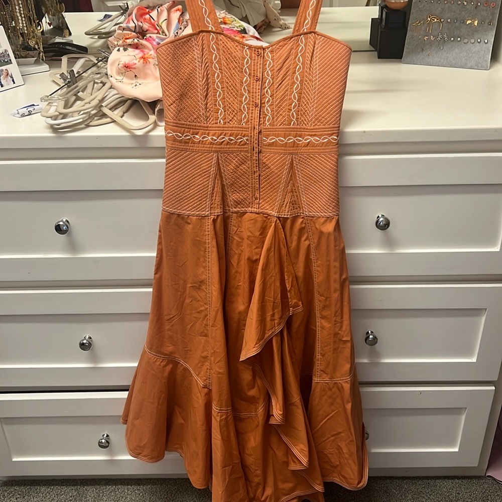 Ulla Johnson Nerida Dress Orange Maxi dress with white details